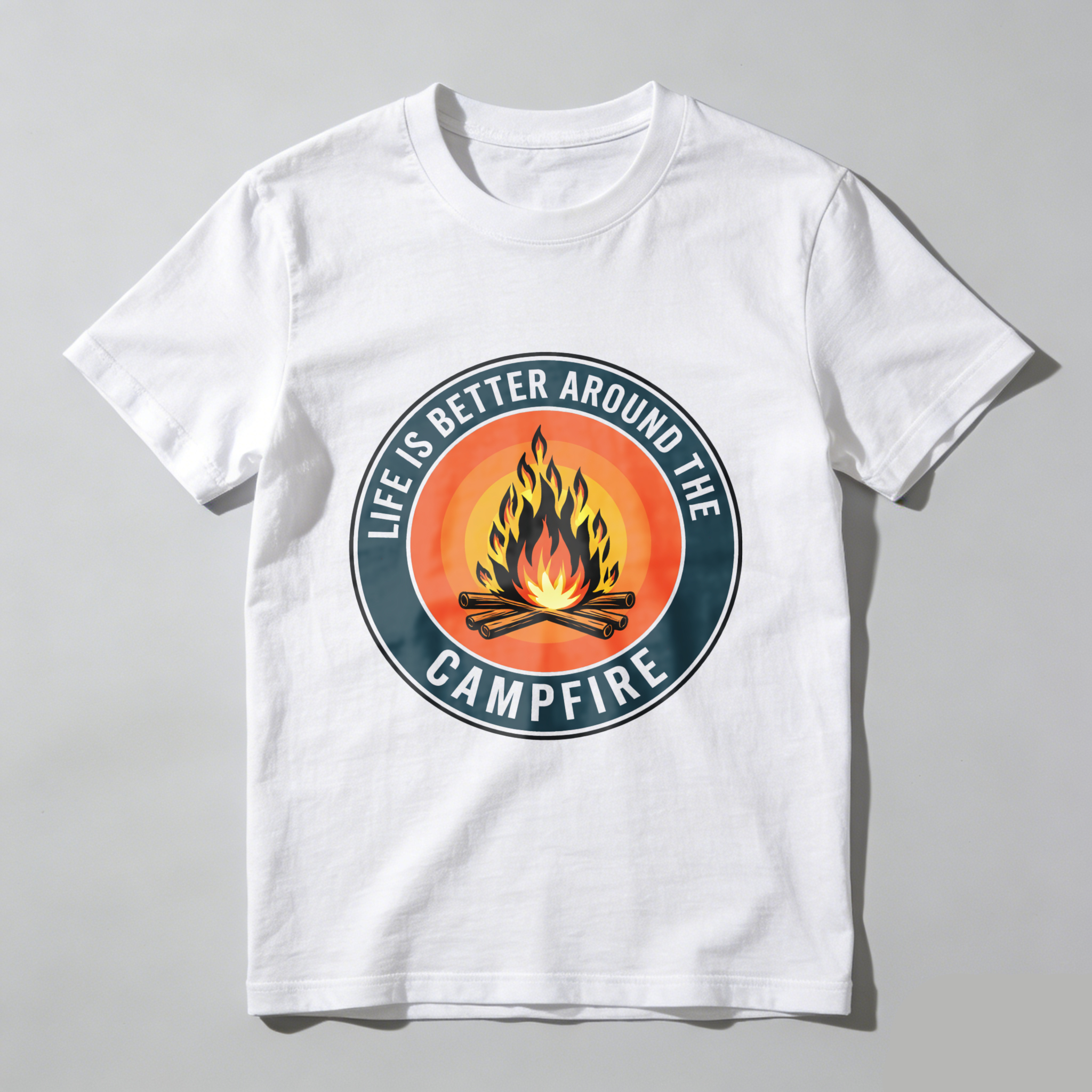 TEECURENT Life Is Better Around The Campfire Outdoor Camping T-Shirt Adventure Nature Flame Design Graphic Tee WOMEN