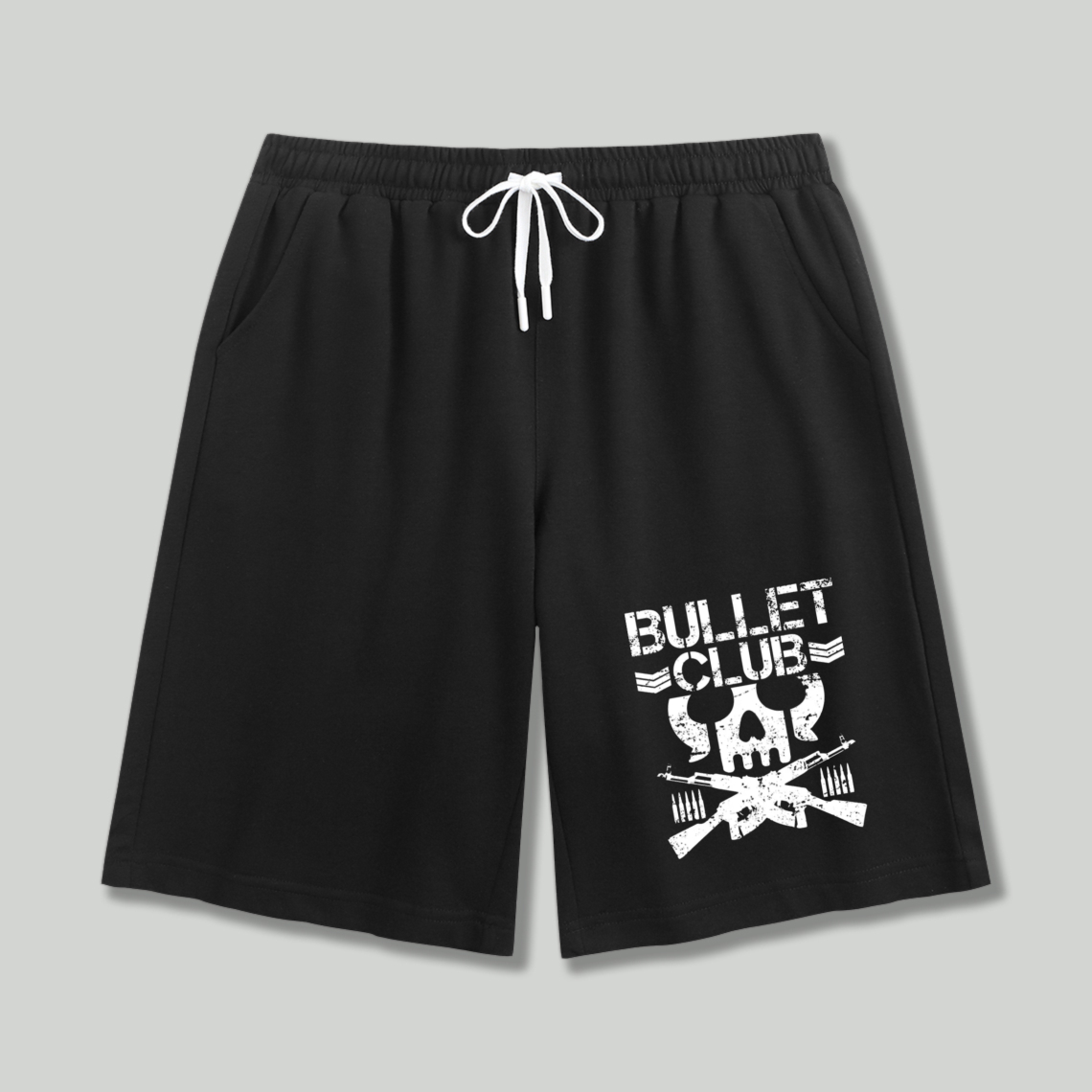 Bullet Club Skull And Crossed Guns Graphic Print Shorts
