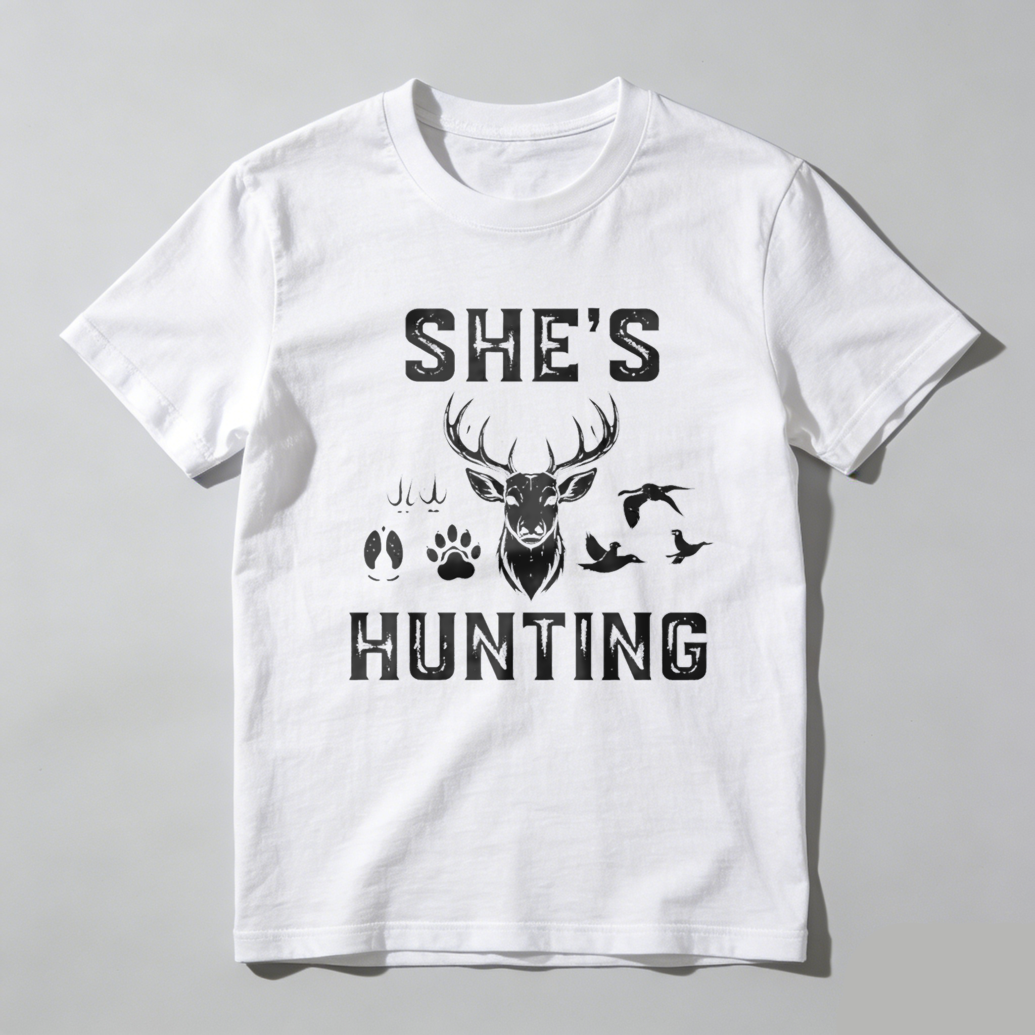 TEECURENT Shes Hunting Deer Hunting Shirt Women Outdoor Adventure Gear Hunting Lover T-Shirt-TeeCurent