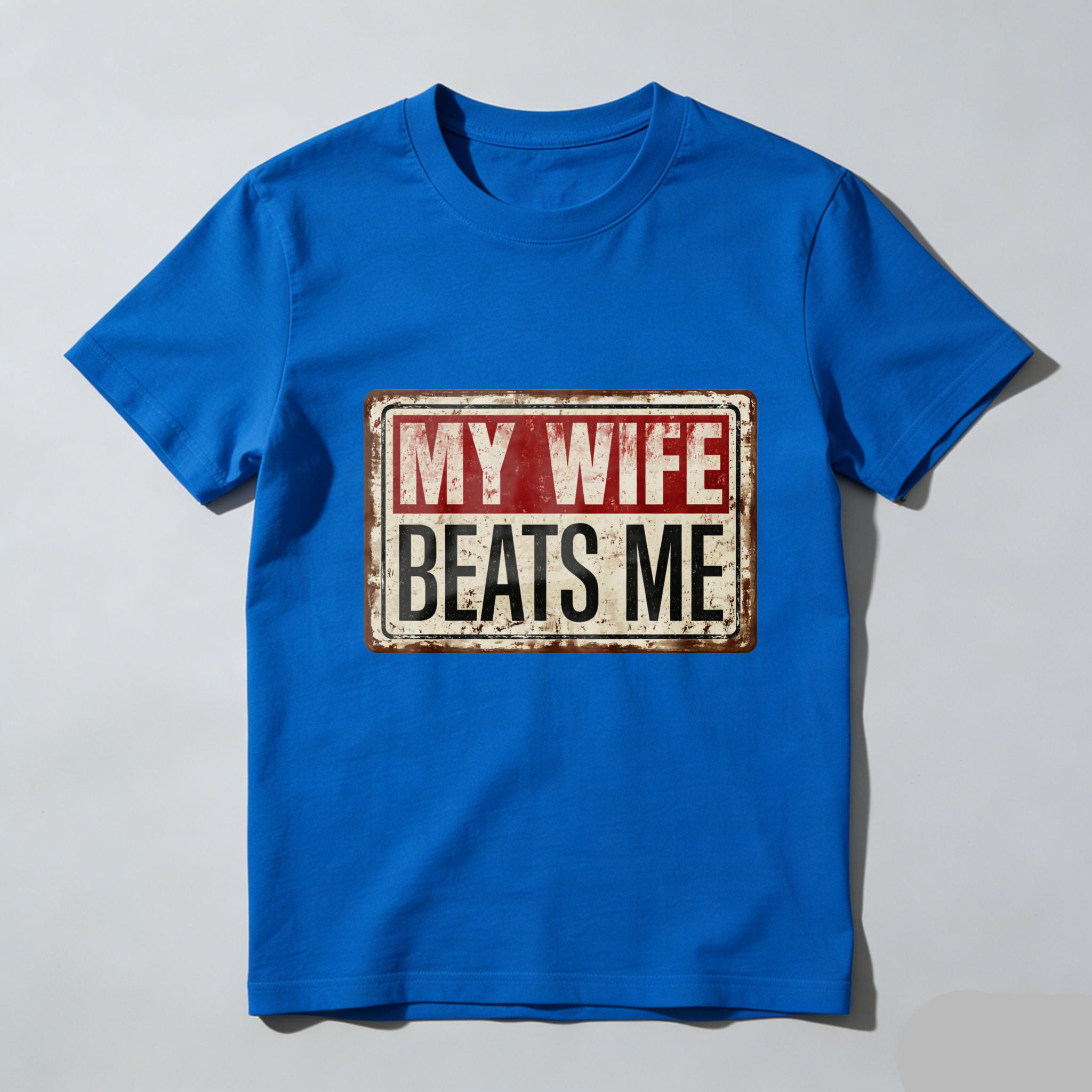 TEECURENT My Wife Beats Me Vintage Style T Shirt For Men Funny Couple Gift Black Cotton Tee-TeeCurent
