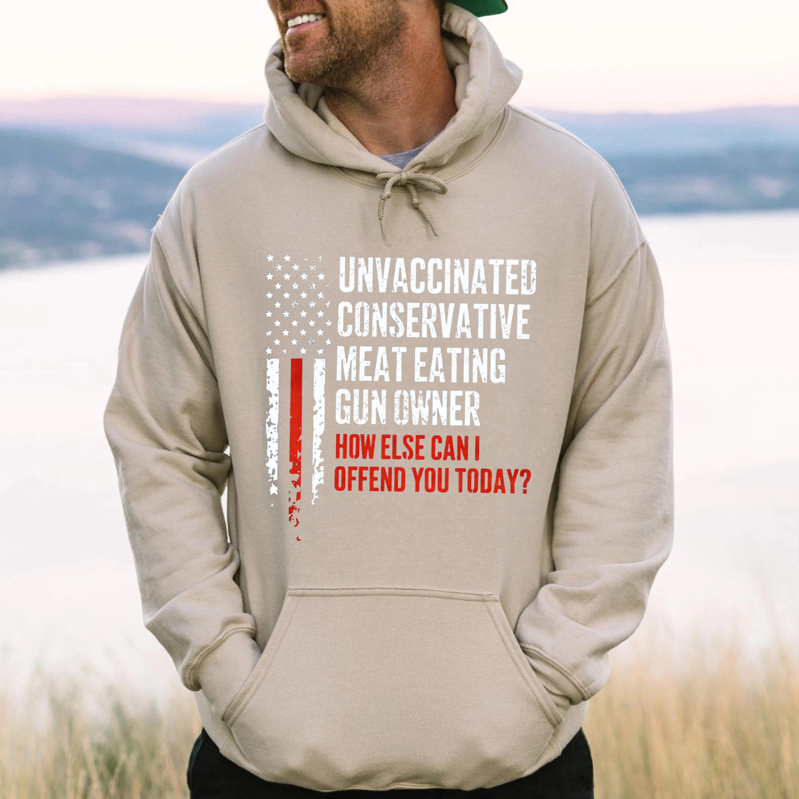 TEECURENT Gildan Unvaccinated Conservative Meat Eating Gun Owner How Else Can I Offend You Today Hoodie