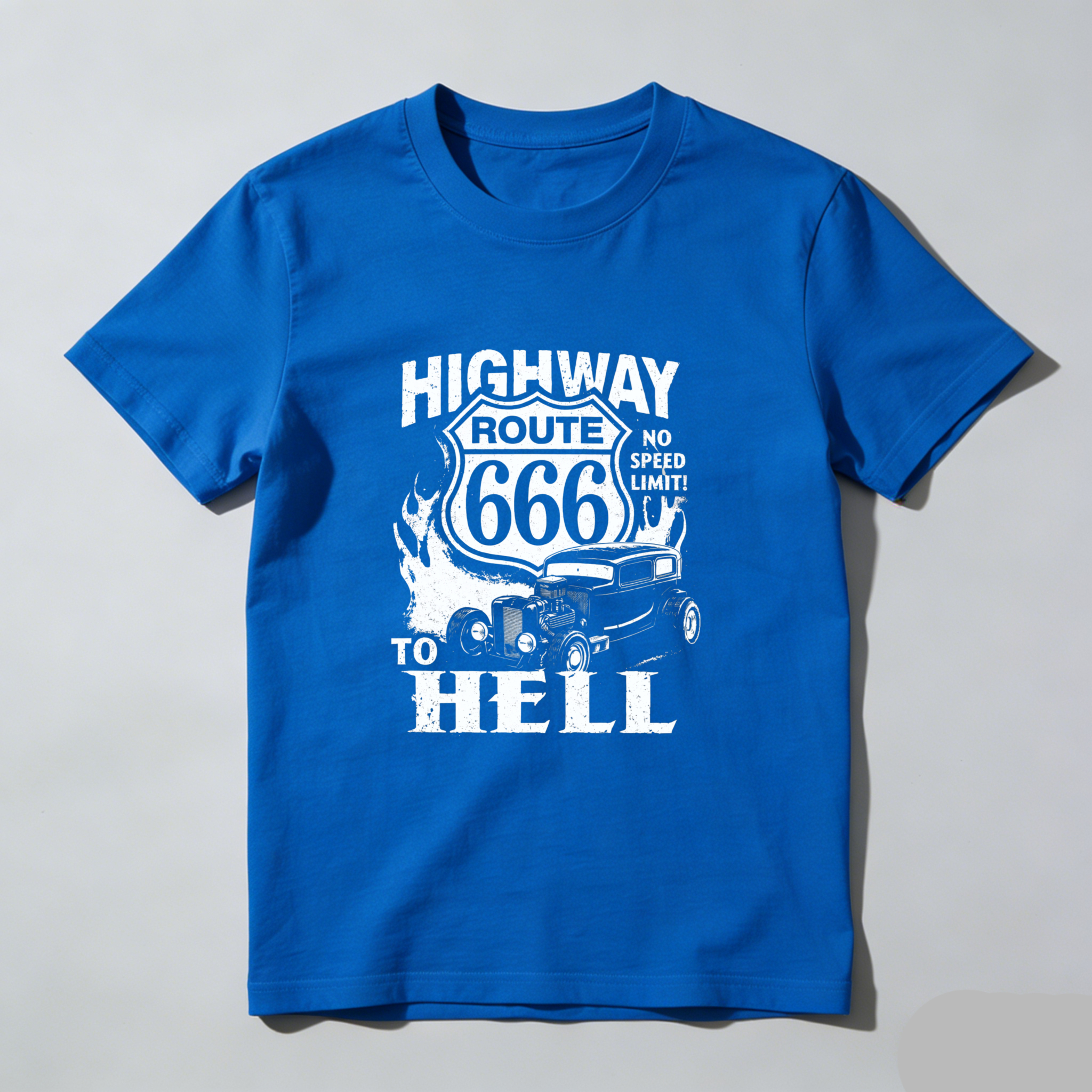Highway Route 666 No Speed Limit To Hell Classic Car T Shirt