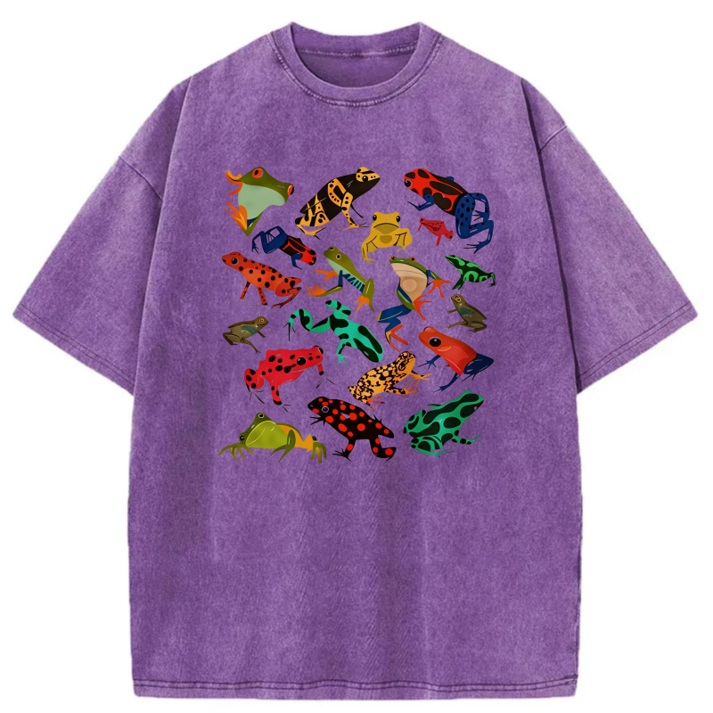 Colorful Frog Pattern Print Design tshirt 100% cotton