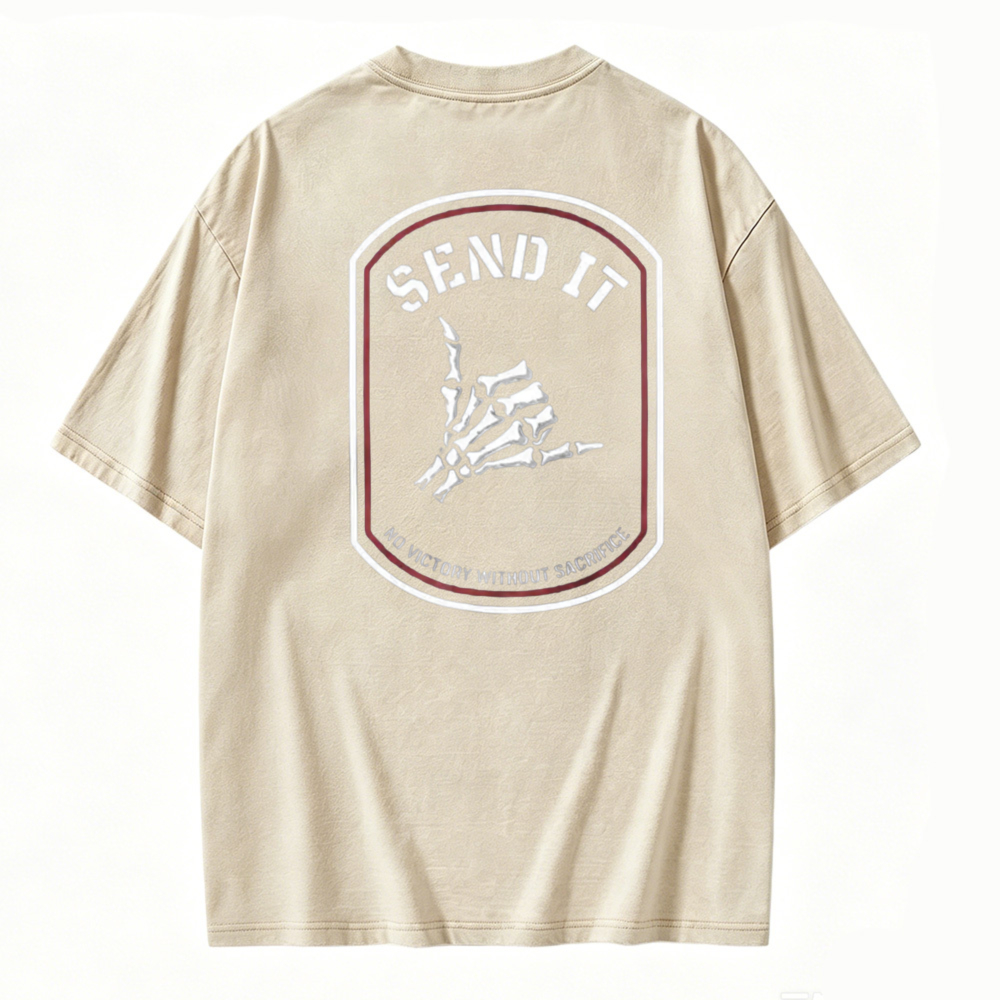 Send It Skeleton Hand Graphic Washed T-shirt