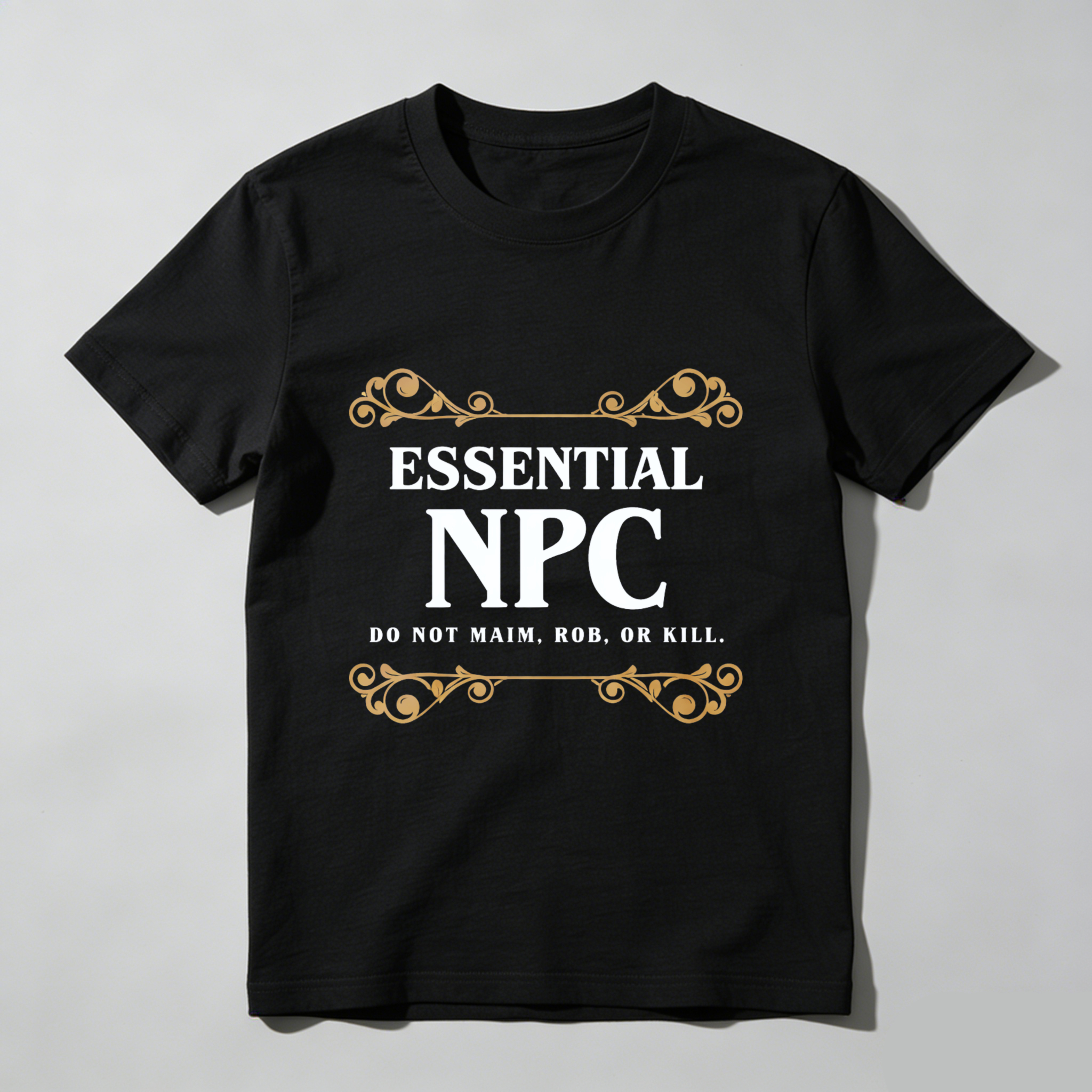 TEECURENT Essential Npc Do Not Maim Rob Or Kill T Shirt Gamer Humor Role Playing Game Rpg Costume Party Gift