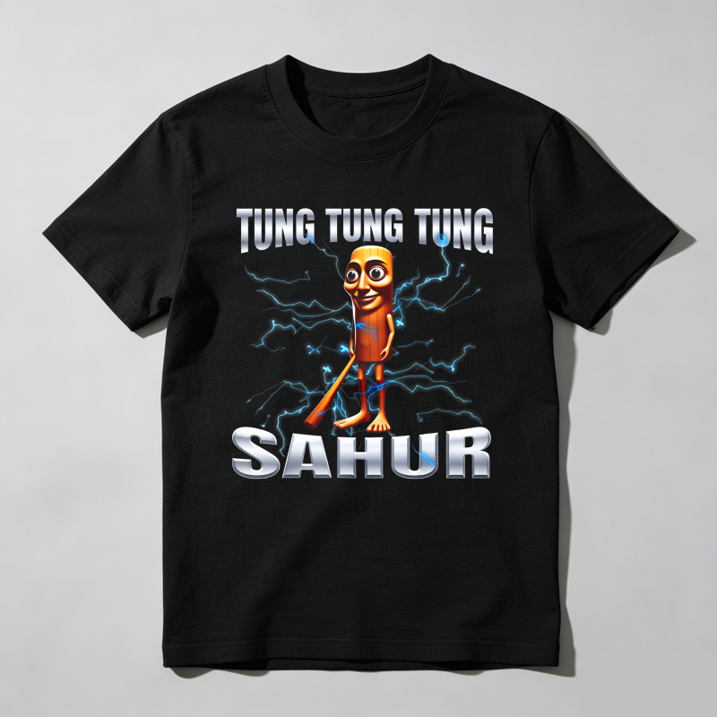 Dorawear™ Unisex Cotton Graphic T Shirt Featuring Tung Tung Tung Sahur Design Comfortable Trendy Casual Tee