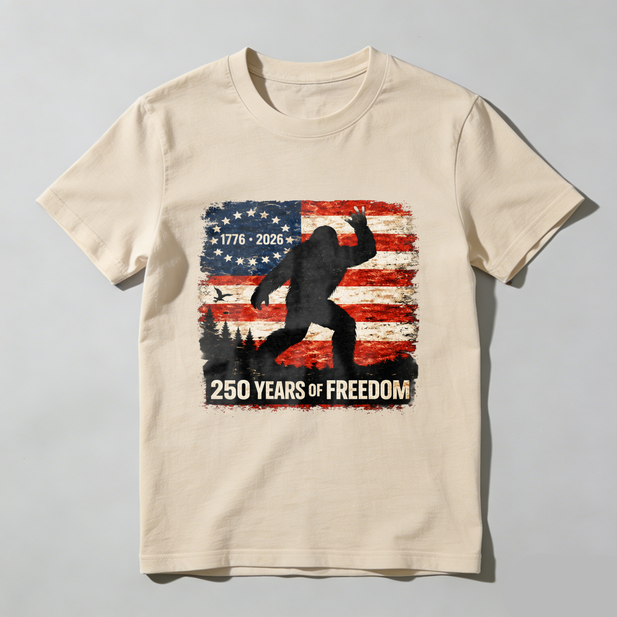 Bigfoot American Flag 1776 2026 250 Years Of Freedom Independence Day T Shirt