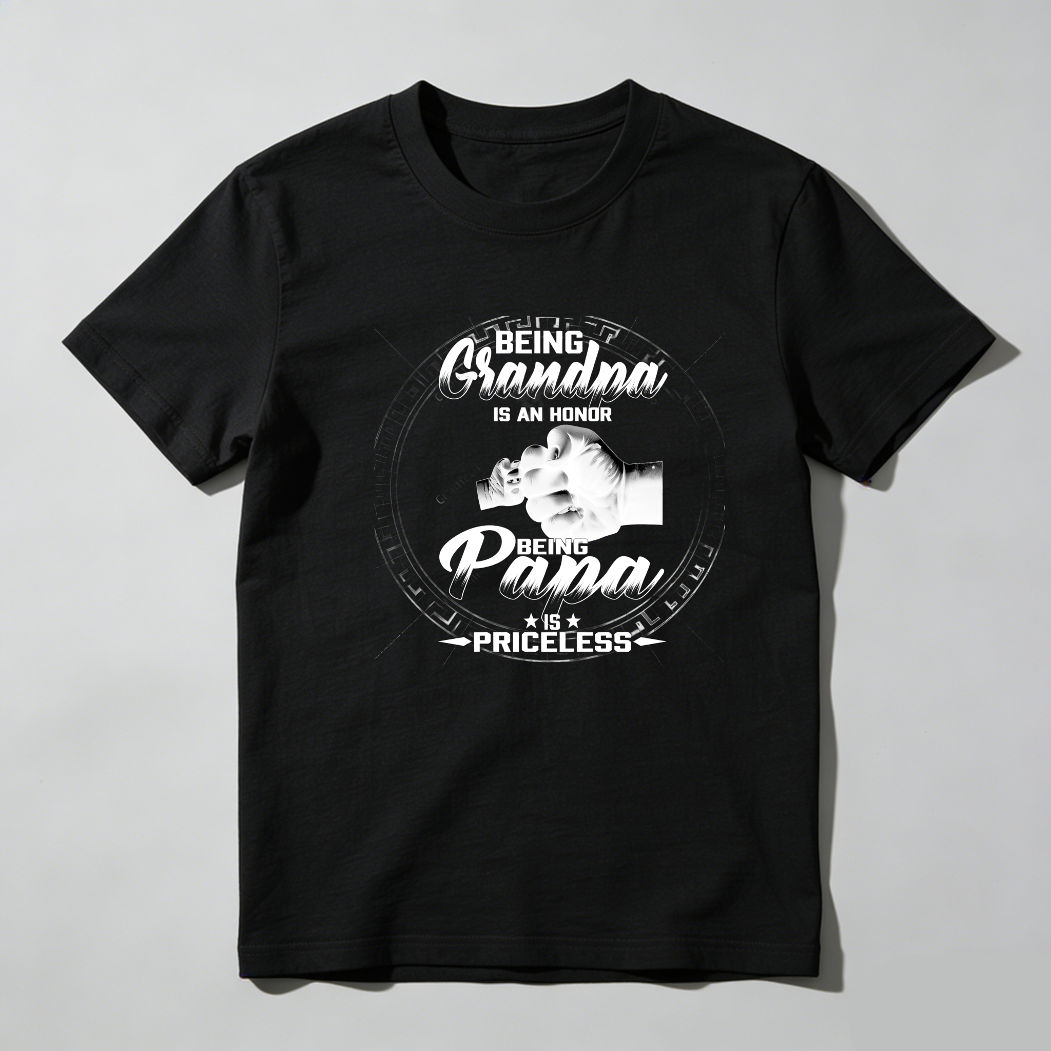 TEECURENT Being Grandpa Is An Honor Being Papa Is Priceless Pure Cotton Short Sleeve T Shirt-TeeCurent