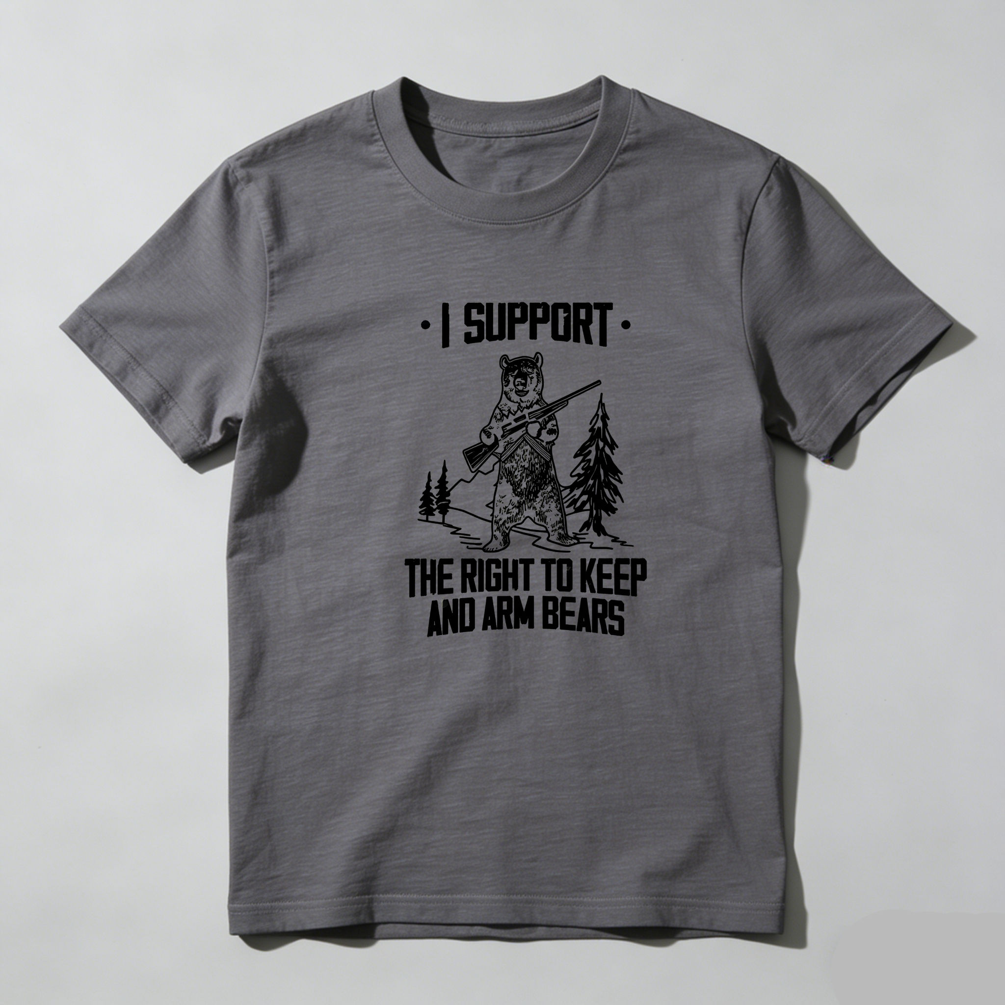 TEECURENT I Support The Right To Keep And Arm Bears Pure Cotton Short Sleeve T Shirt-TeeCurent