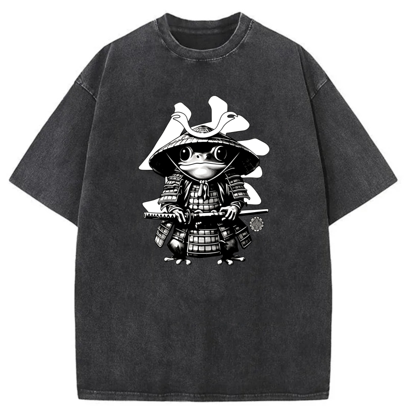 Samurai Frog With Hat And Sword tshirt 100% cotton