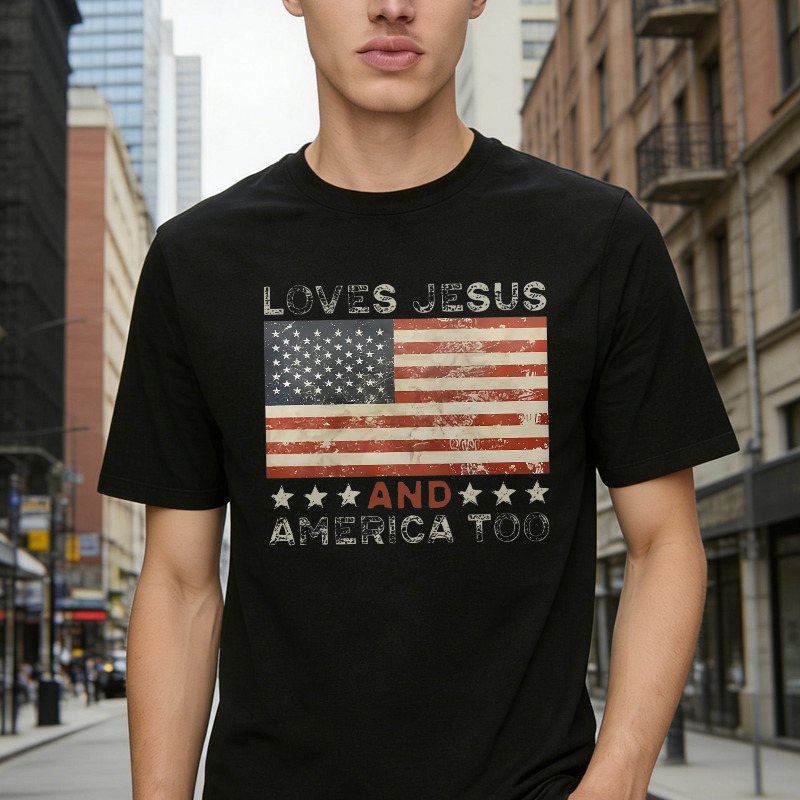 American Flag Print Graphic Tee