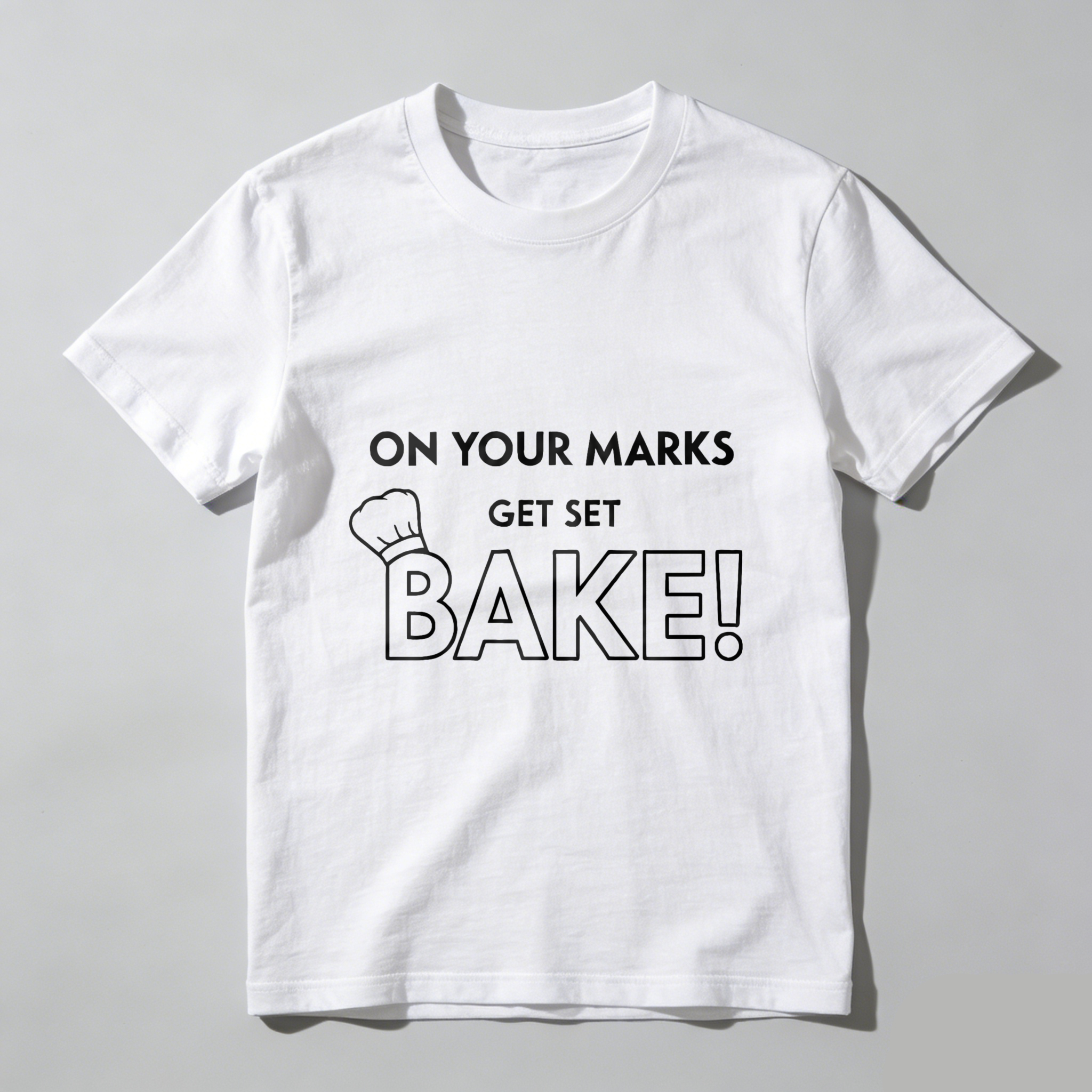 TEECURENT On Your Marks Get Set Bake Chef Hat T-Shirt Baking Cooking Kitchen Gift For Baker Fun Food Lover Apparel