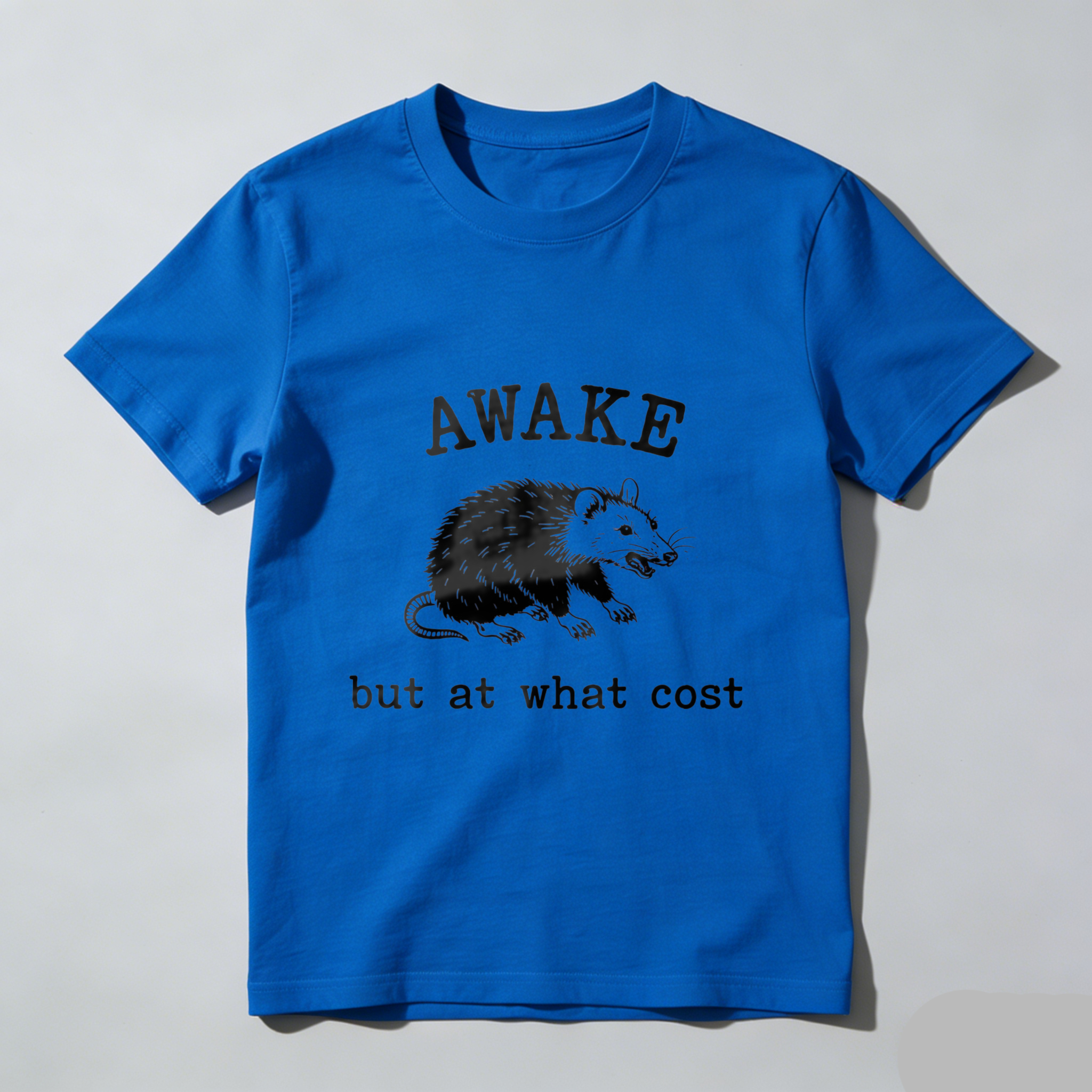 Awake But At What Cost Rat Graphic T Shirt Black Men Women Unisex Casual Wear