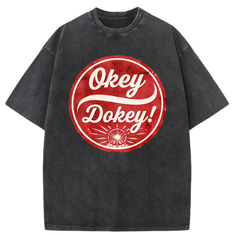Okey Dokey Red Circle Logo Print tshirt 100% cotton