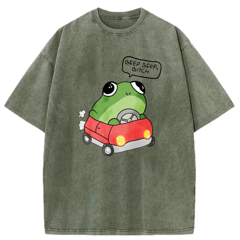 Frog Driving Red Car Beep Beep  tshirt 100% cotton