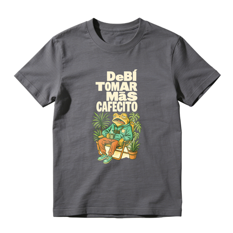 Frog Drinking Coffee With Plants And Text Debi Tomar Mas Cafecito Unisex Classic T-shirt