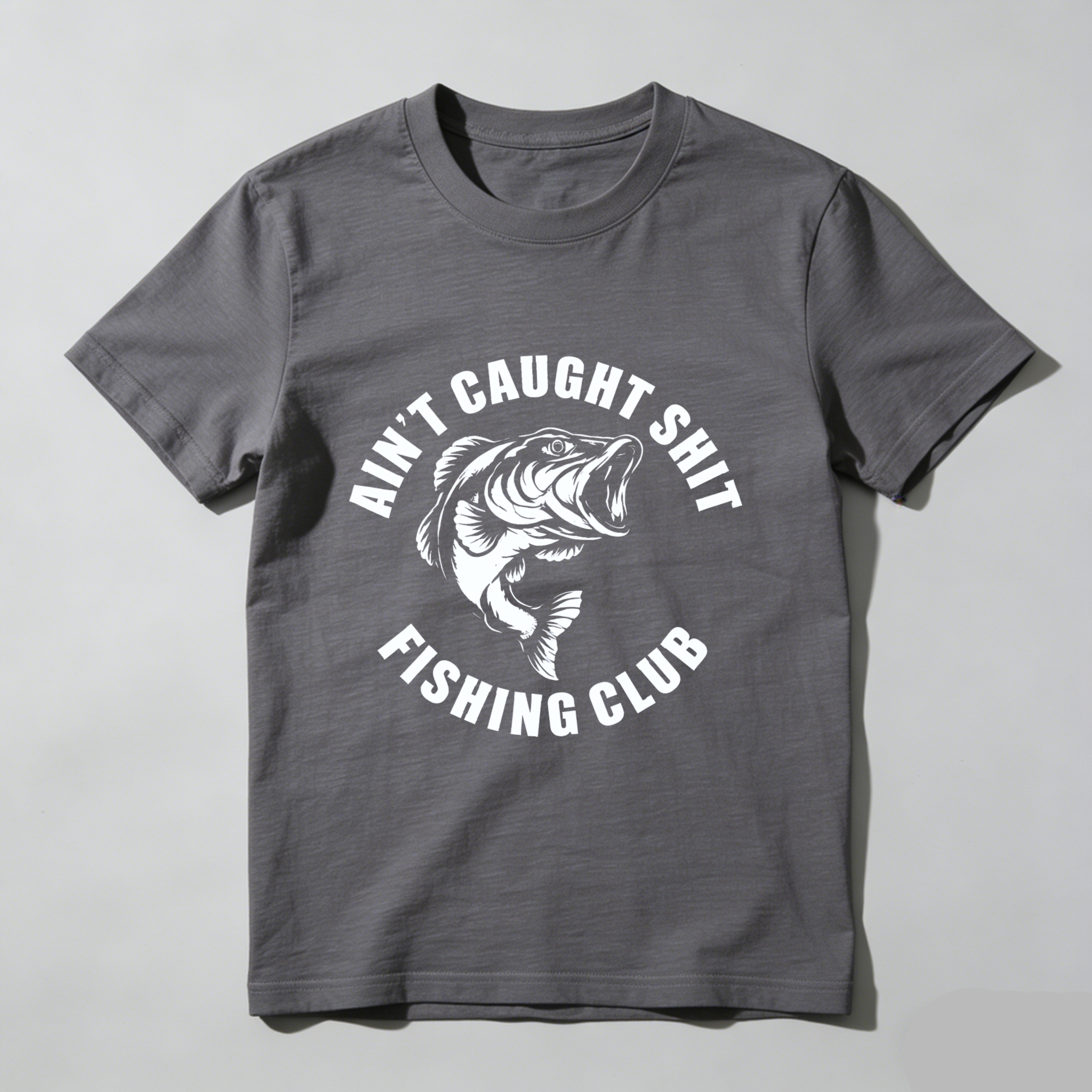TEECURENT Aint Caught Shit Fishing Club T-Shirt Black Men's Casual Graphic Tee Fish Design Funny Fishing Humor Apparel WOMEN