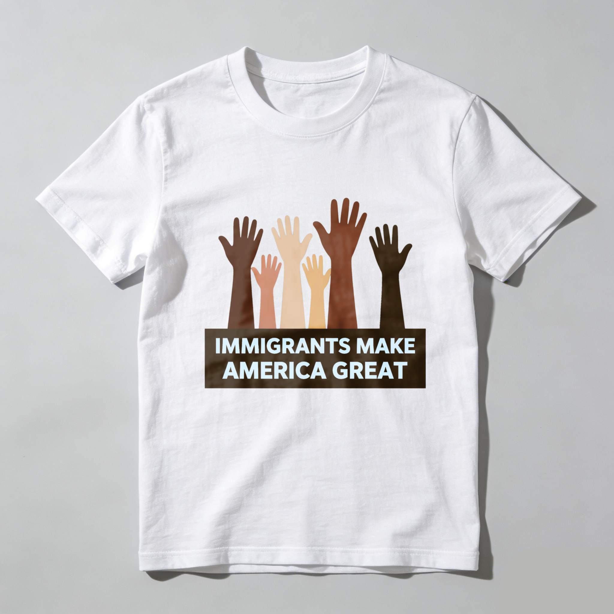 TEECURENTImmigrants Make America Great T Shirt With Multicultural Hands Design For Diversity And Inclusion Awareness-TeeCurent