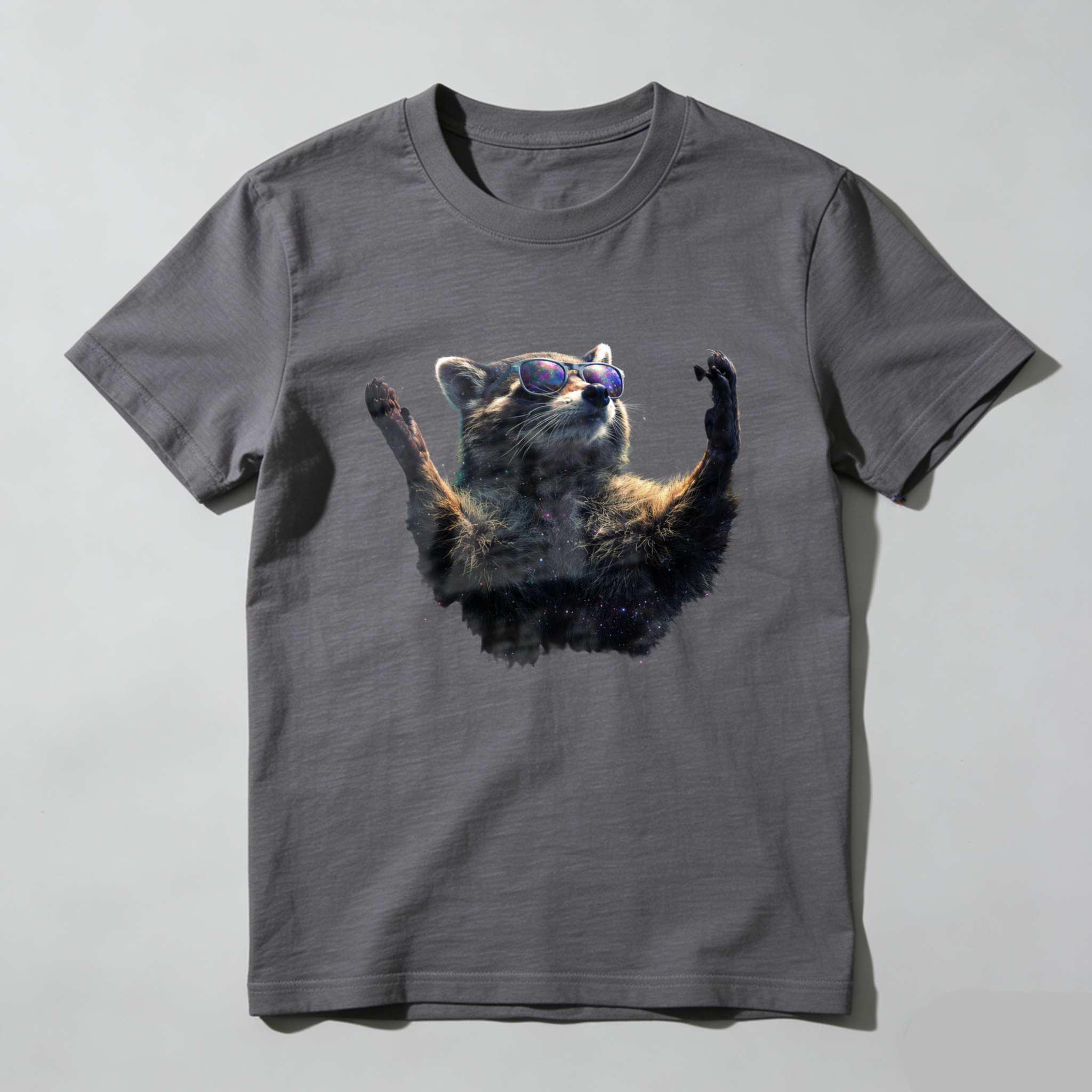 Cool Raccoon Wearing Sunglasses T-Shirt Fun Animal Graphic Design Black Shirt For Men Women Unisex Casual Wear