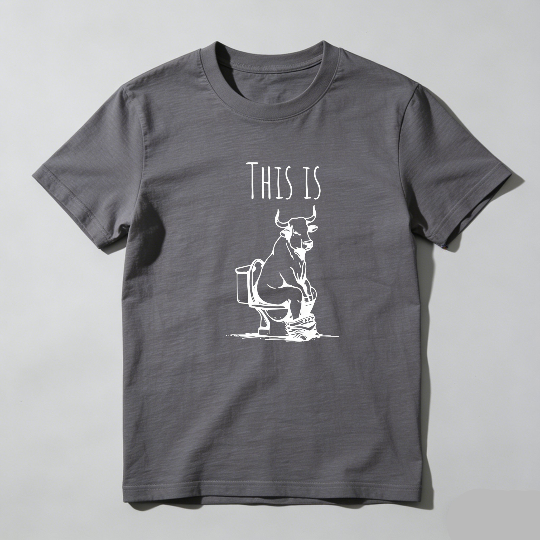 TEECURENT This Is Bull On Toilet Pure Cotton Short Sleeve T Shirt-TeeCurent