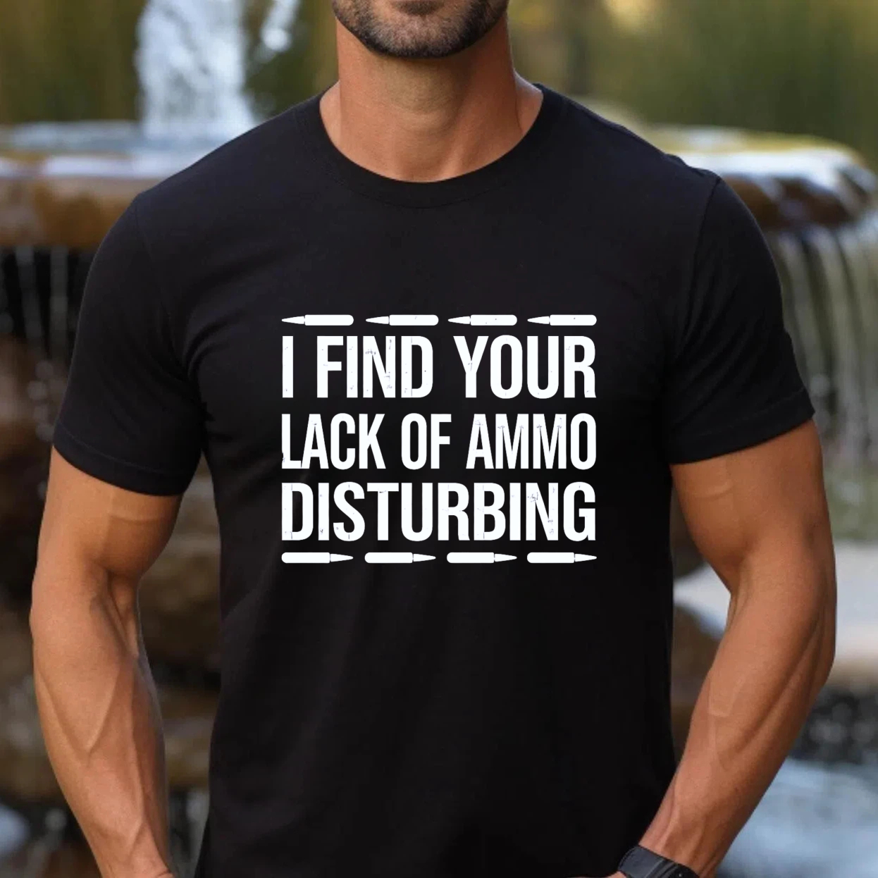 TEECURENT I Find Your Lack Of Ammo Disturbing T Shirt