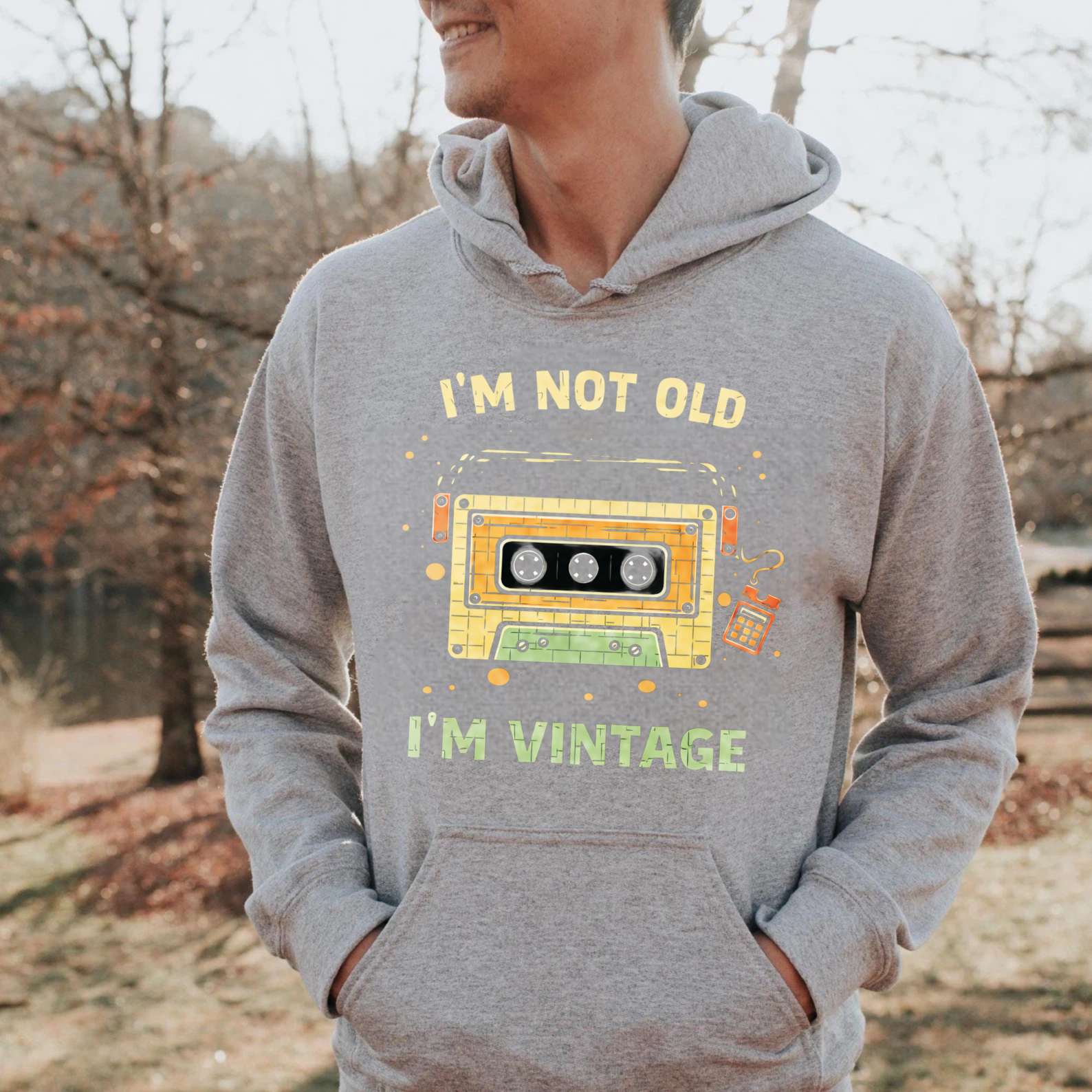 TEECURENT Gildan I M Not Old I M Vintage Cassette Tape Hoodie Retro Music Sweatshirt Unisex Pullover Casual Wear