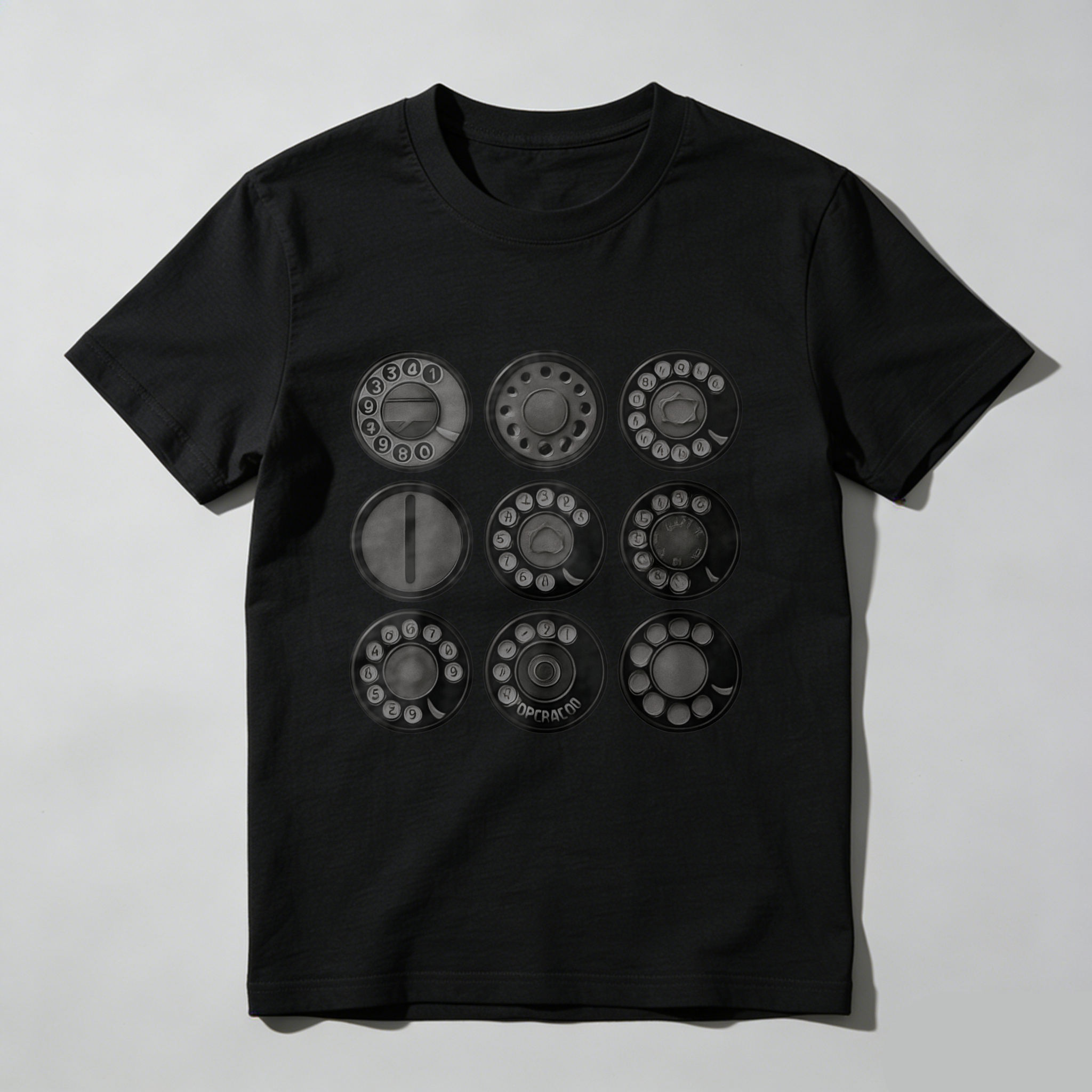 Made In Usa Black T Shirt With Nine White Circles Graphic Design Minimalist Style Unisex Casual Wear