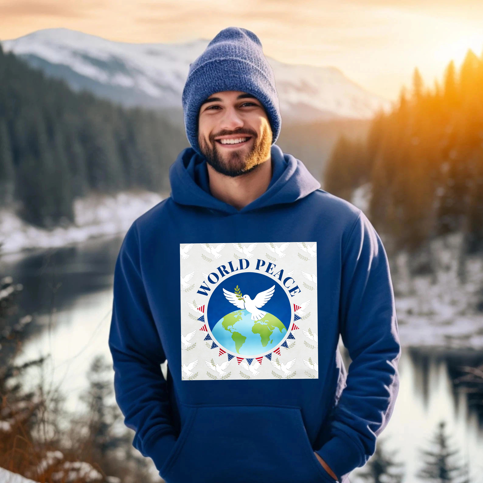 TEECURENT World Peace Dove Globe Design Hoodie For Men And Women Unisex Sweatshirt With Pocket And Drawstring Hood Comfortable Casual Wear For Everyday Use