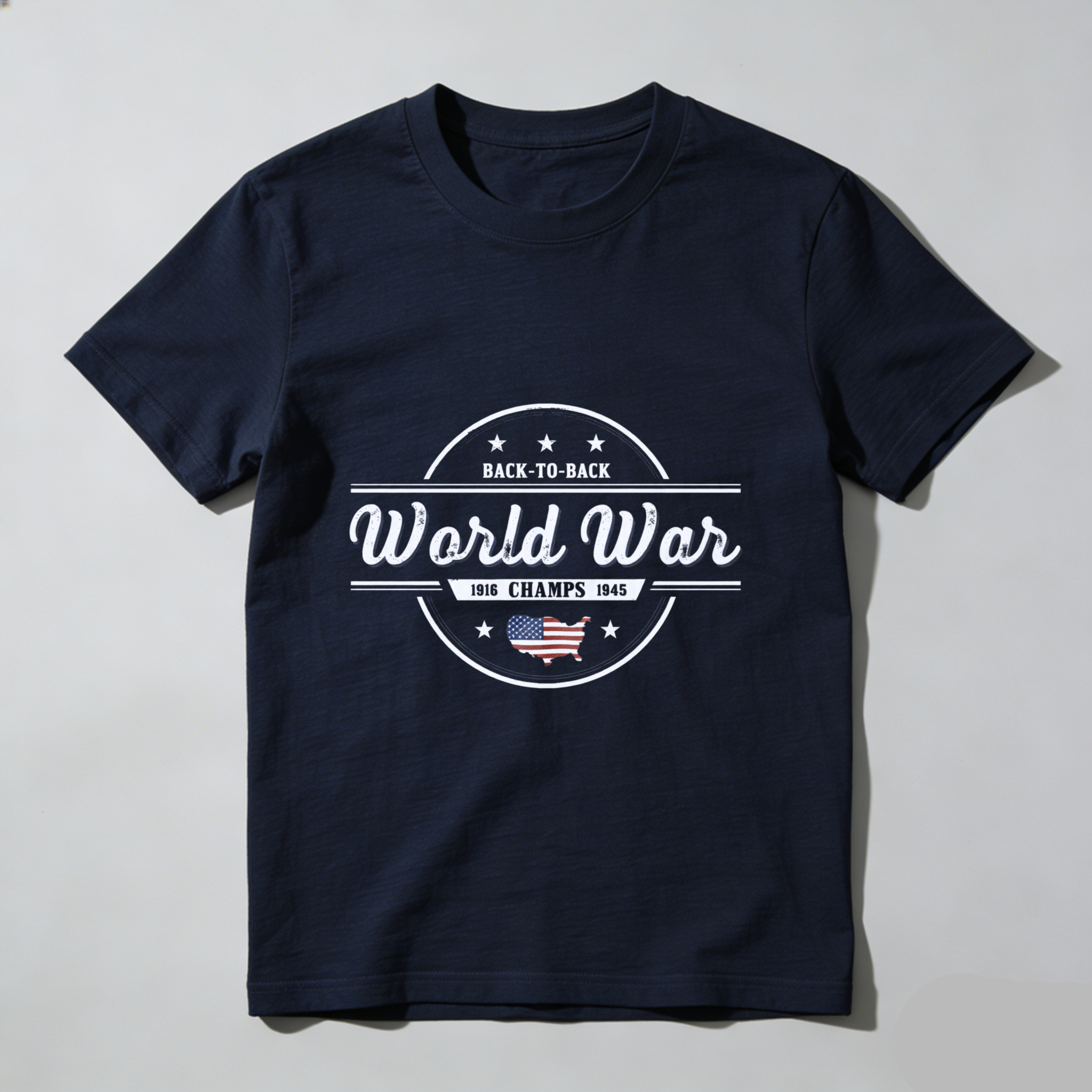 TEECURENT Back To Back World War Champs 1918 1945 Usa Flag T Shirt