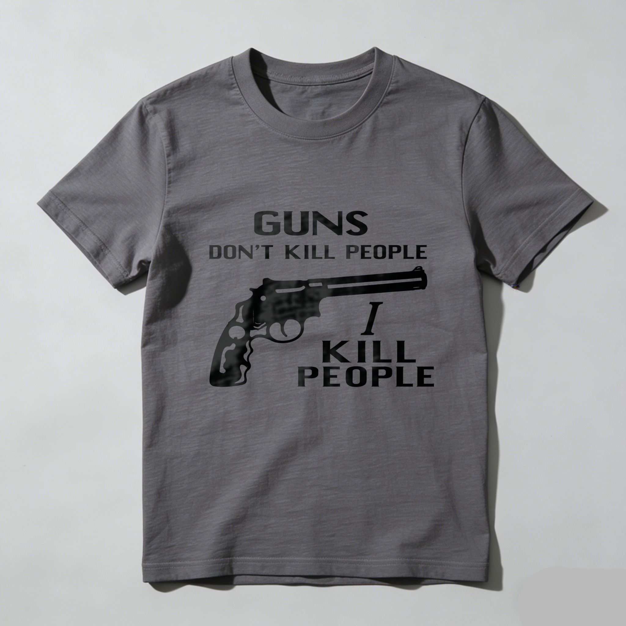 TEECURENT Guns Dont Kill People I Kill People T Shirt With Pistol Graphic Black Cotton Tee Men Women Unisex Apparel