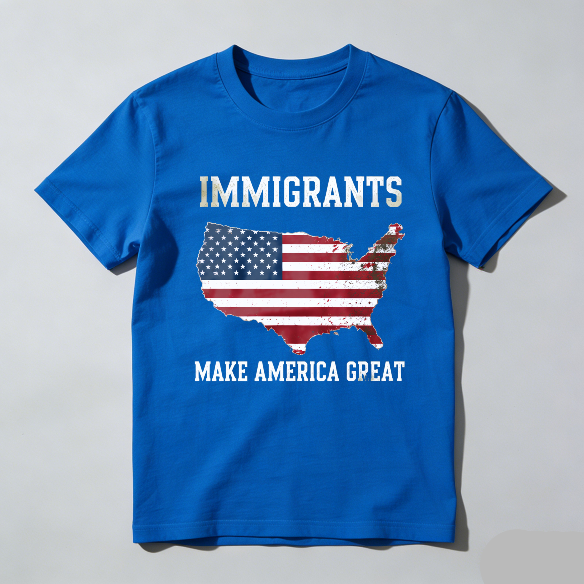 TEECURENTImmigrants Make America Great Usa Flag Map T Shirt-TeeCurent