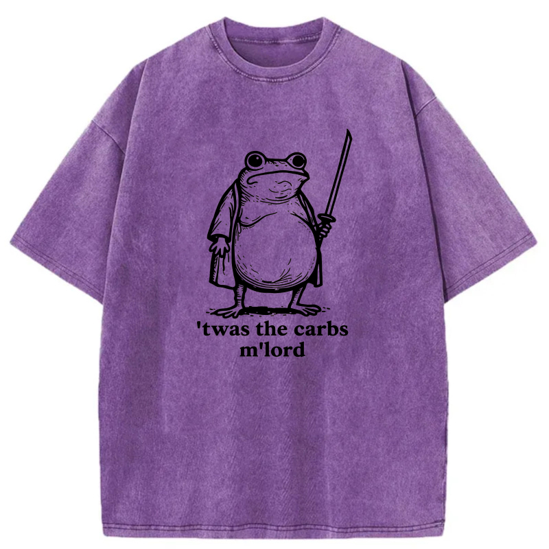 Frog With Sword And Text Twas The Carbs M'lord tshirt 100% cotton
