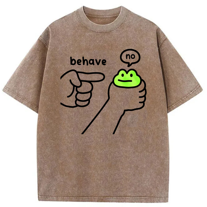 Behave No Frog Hand Pointing tshirt 100% cotton