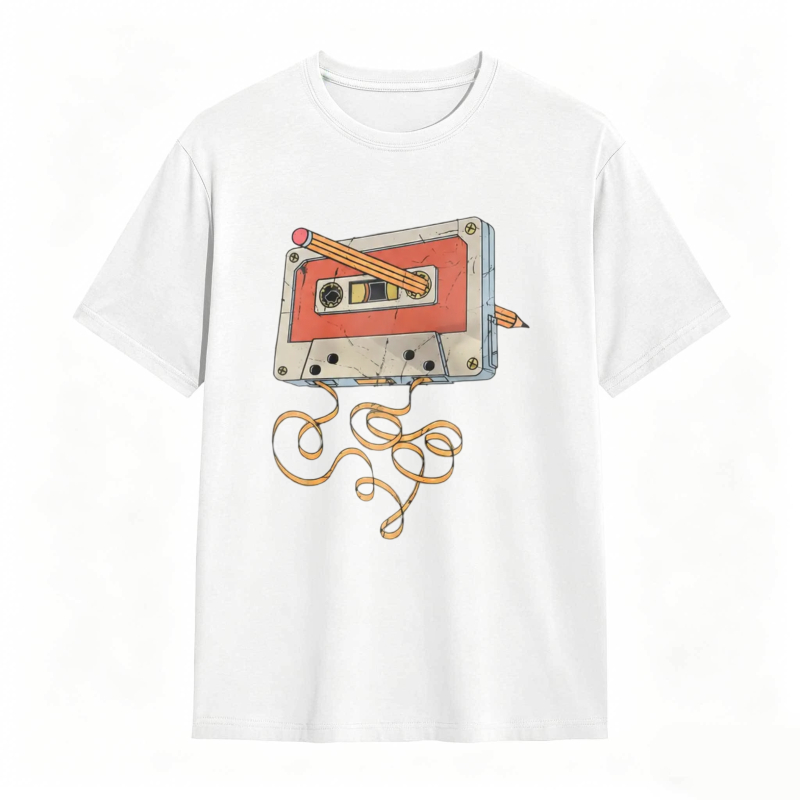 Vintage Cassette Tape Repair Print Funny Graphic T-Shirt