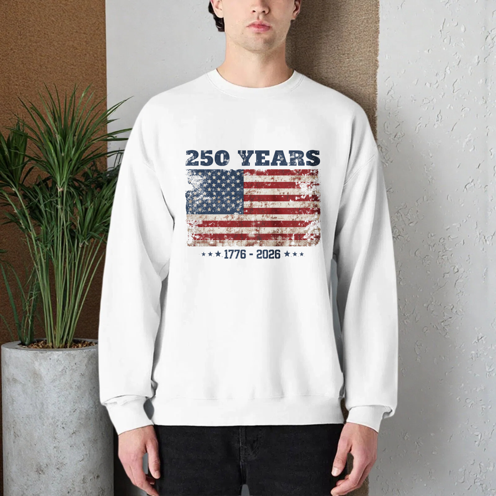 250 Years American Flag Usa Independence Day 1776 2026 Sweatshirt Unisex Crewneck Pullover Long Sleeve Casual Top