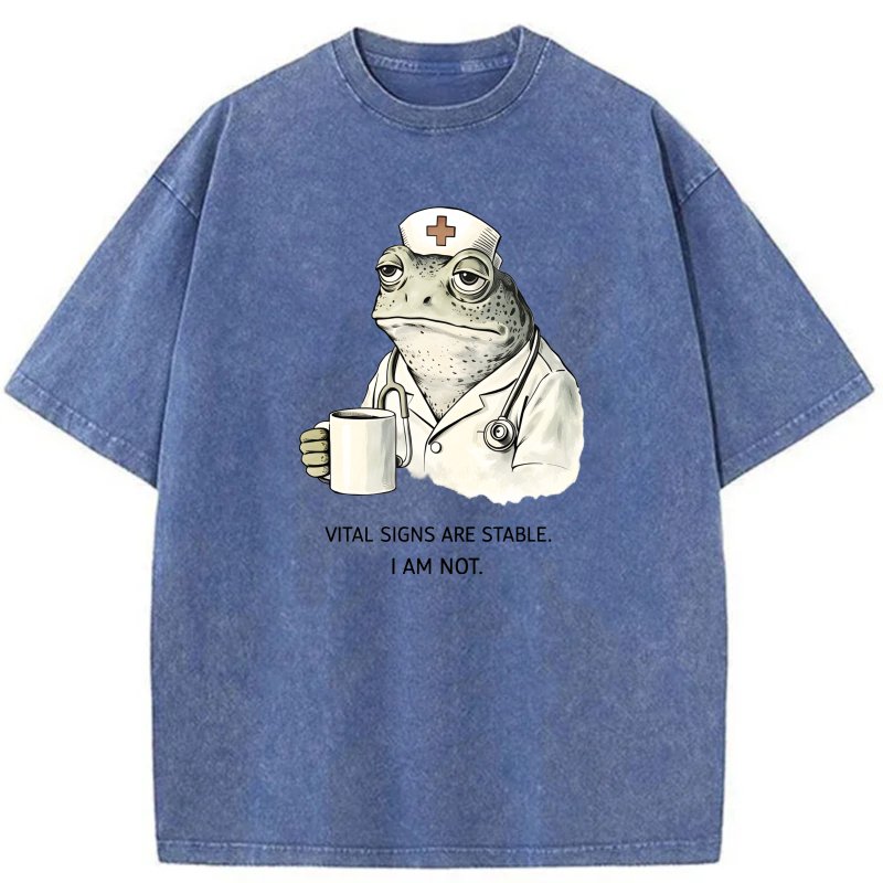 Frog Nurse Holding Mug With Text tshirt 100% cotton