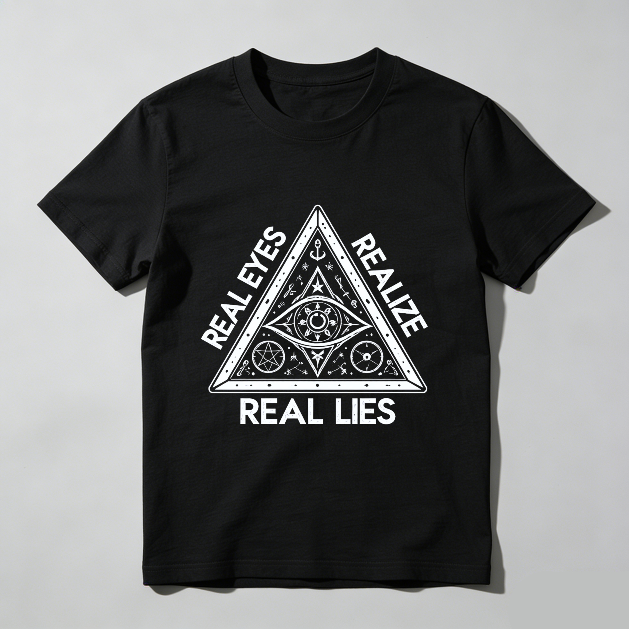 TEECURENT  Real Eyes Realize Real Lies Pyramid Eye Symbol(7) TEECURENT