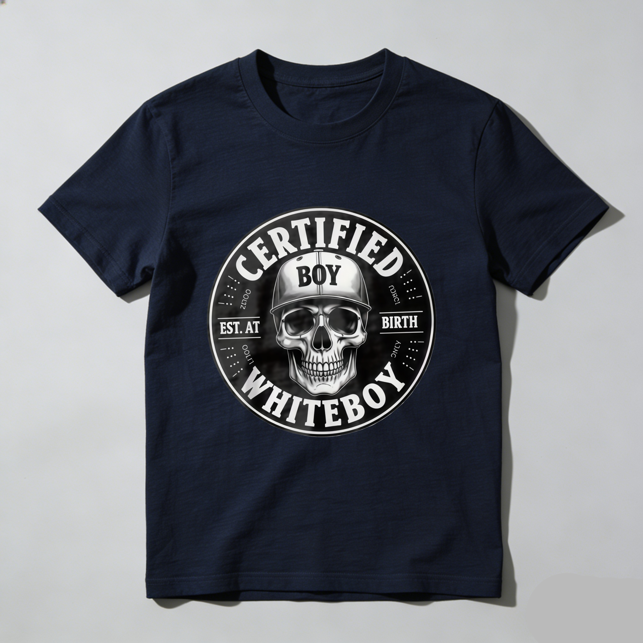 TEECURENT T-SHIRT  Certified Boy Whiteboy Skull Design