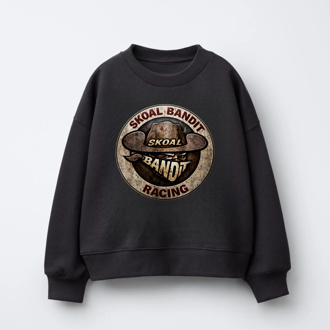 TEECURENT Skual Bandit Racing Logo Sweatshirt Unisex Crewneck Pullover Black Vintage Style Graphic Sweatshirt For Men And Women