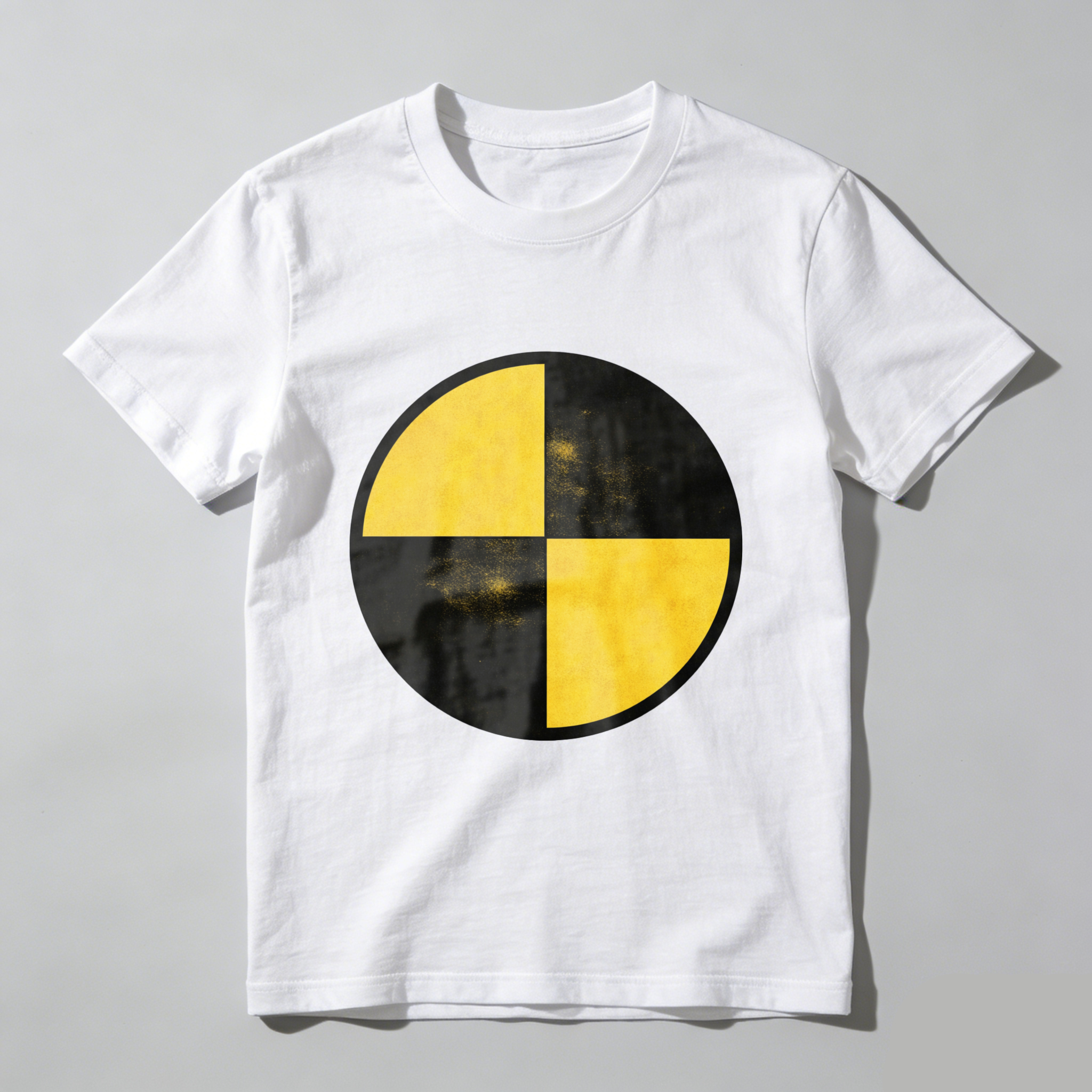 Black T-Shirt With Yellow And Black Circle Design Minimalist Art Graphic Tee Men Women Unisex Casual Wear