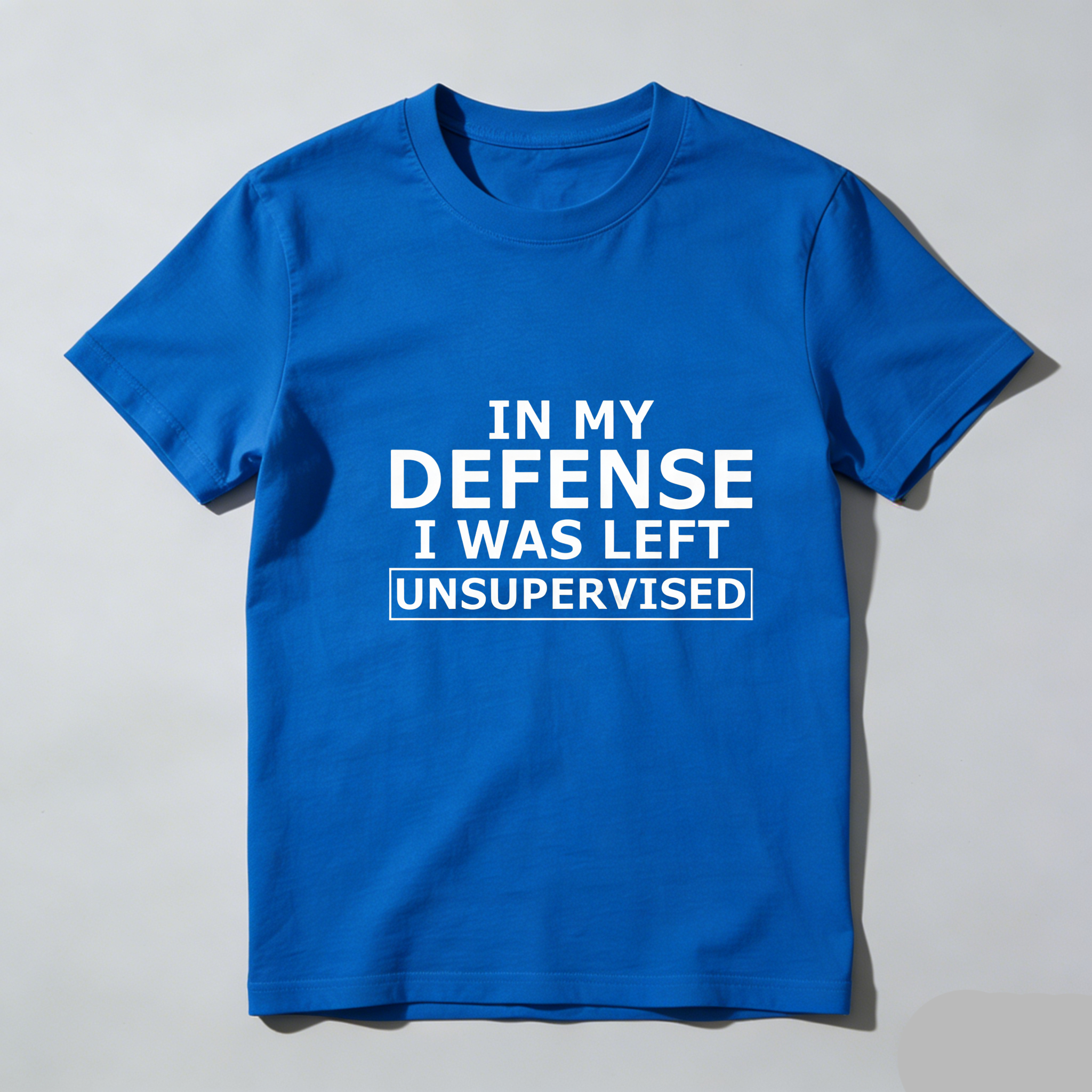 TEECURENT In My Defense I Was Left Unsupervised Pure Cotton Short Sleeve T Shirt-TeeCurent