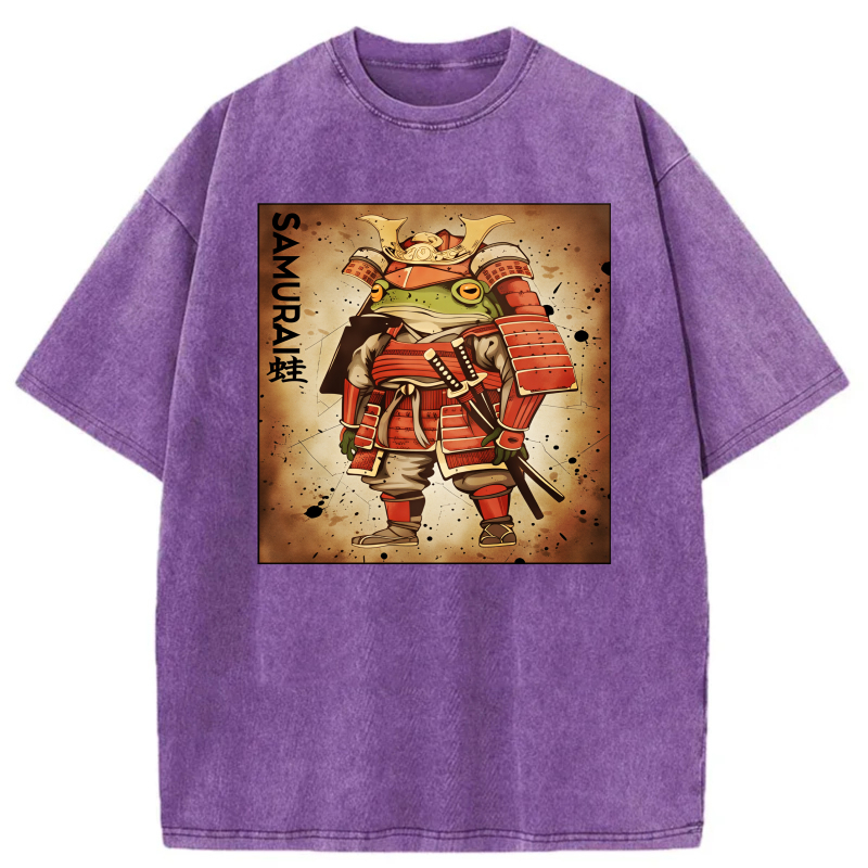 Samurai Frog In Red Armor With Sword tshirt 100% cotton