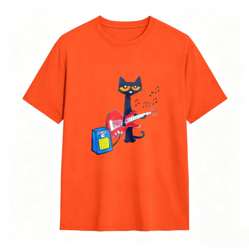 Pete the Cat Playing Guitar Funny Graphic Tee
