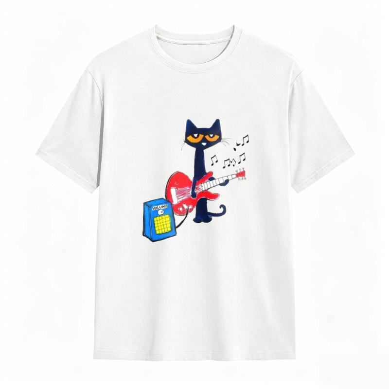 Pete the Cat Playing Guitar Funny Graphic Tee