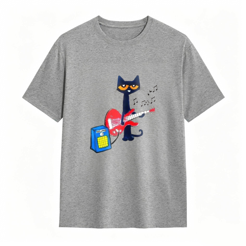Pete the Cat Playing Guitar Funny Graphic Tee