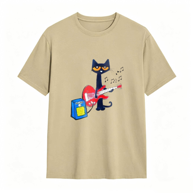 Pete the Cat Playing Guitar Funny Graphic Tee