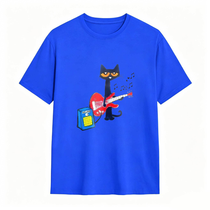 Pete the Cat Playing Guitar Funny Graphic Tee