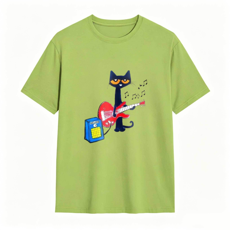 Pete the Cat Playing Guitar Funny Graphic Tee