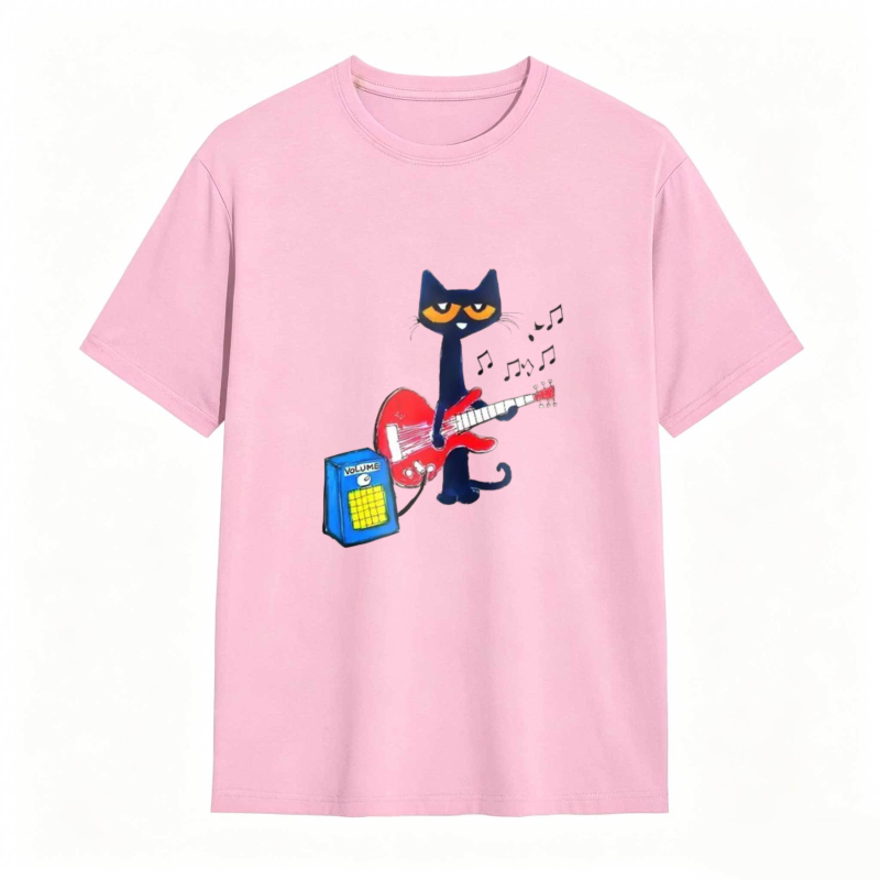 Pete the Cat Playing Guitar Funny Graphic Tee