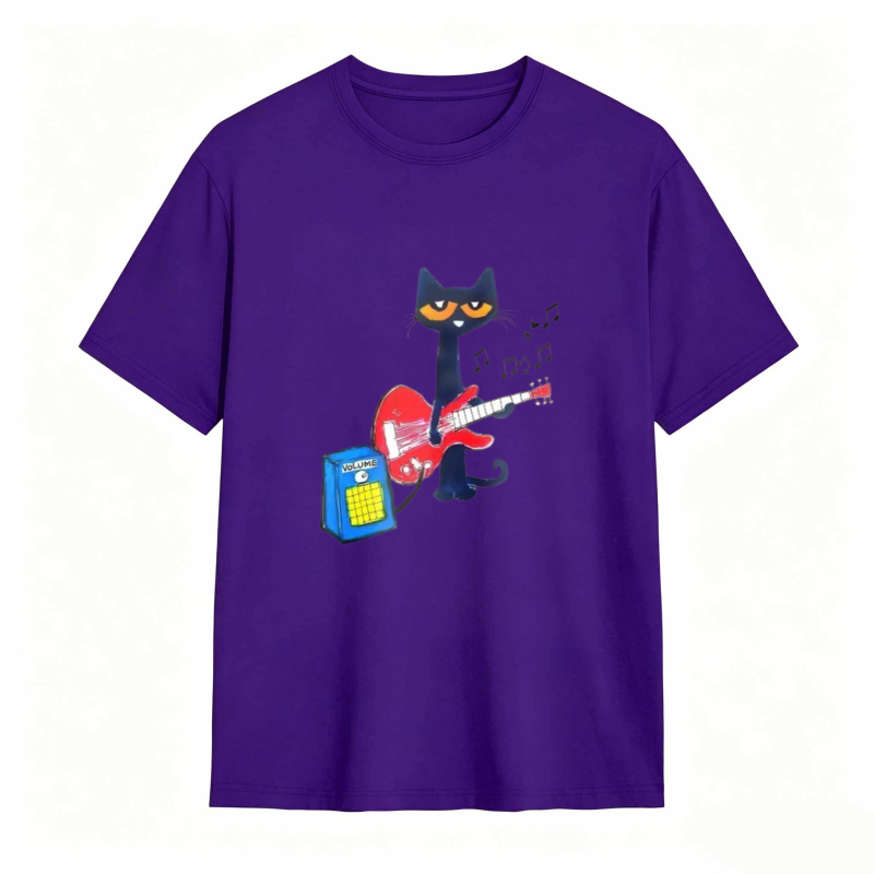 Pete the Cat Playing Guitar Funny Graphic Tee